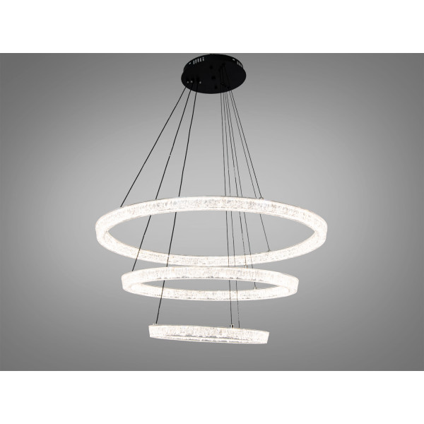 Люстра підвісна Diasha чорна 125Вт 3 кільця Diasha 1712/800+600+400ABK