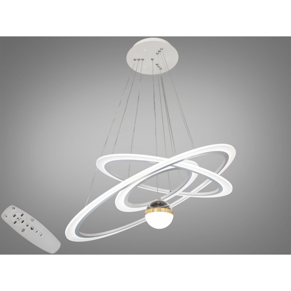 Повітряна підвісна Led люстра з додатковим підсвічуванням,140Вт, чорна Diasha 2328-800+600+400WH