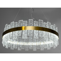 Підвісна світлодіодна кришталева люстра 828-600BR бронза 82 Вт кругла з ефектом крижаного скла Diasha 828/600BR