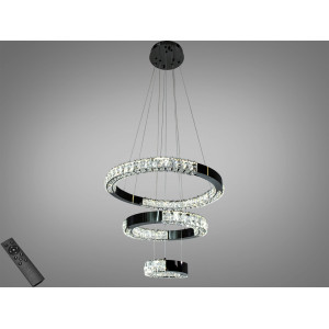 Підвісна LED люстра 2 кільця чорний хром 54Вт Diasha 7968/600+400+200BHR