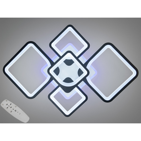 Пристельова LED люстра з пультом, дімером, підсвіткою, 95Вт, чорна Diasha 8060/2+3BKLED3colordimmer