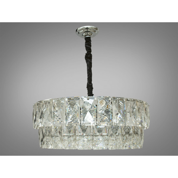 Шикарна кришталева люстра в зал у сучасному виконанні, 12 ламп Diasha 8070-600HR+WH Шикарна кришталева люстра в зал у сучасному виконанні, 12 ламп Diasha 8070-600HR+WH