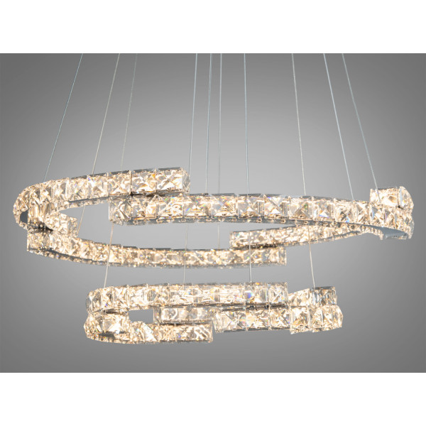 Оригінальна підвісна кришталева світлодіодна люстра, 75W, хром Diasha 7711-2A/600+400HR