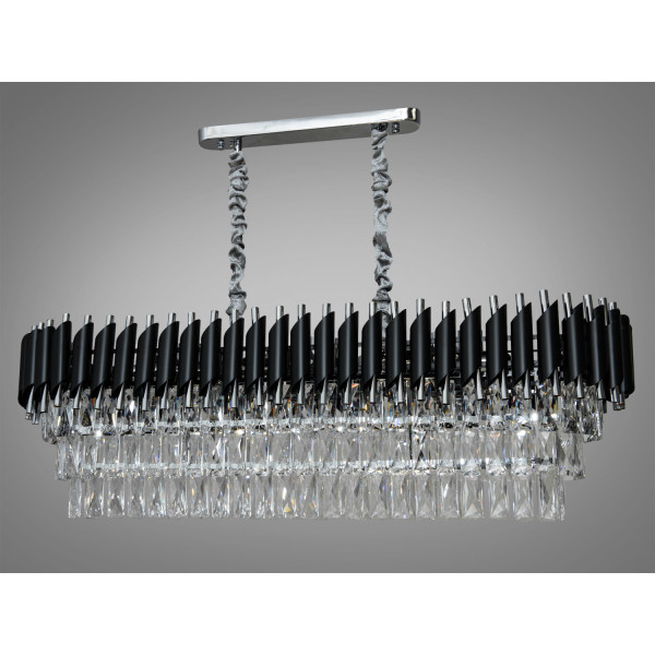 Вишукана кришталева люстра овальної форми, 10 ламп Diasha 9001-1000x300BK+CH