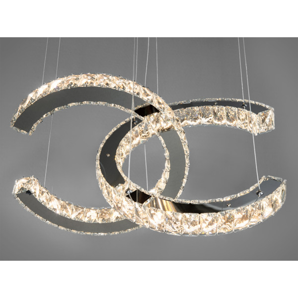 Унікальна підвісна кришталева світлодіодна люстра, 40W, хром Diasha 7219/400+400HR Унікальна підвісна кришталева світлодіодна люстра, 40W, хром Diasha 7219/400+400HR