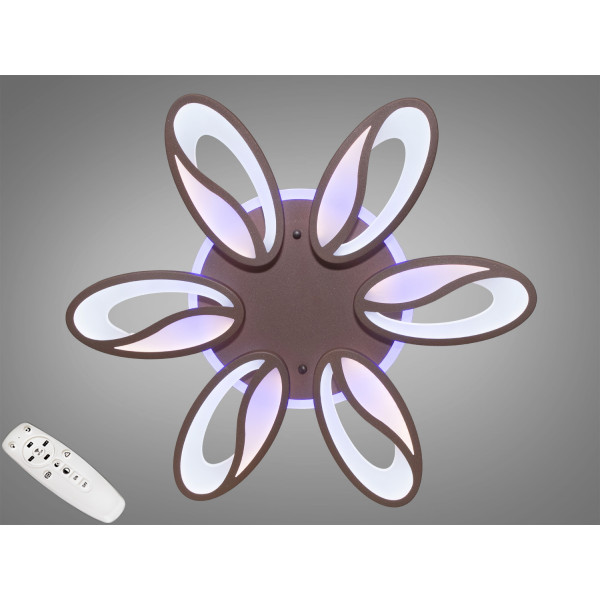 Стельова LED люстра з диммером, підсвічуванням, 105Вт, коричнева Diasha 8090/6CFLED3colordimmer Стельова LED люстра з диммером, підсвічуванням, 105Вт, коричнева Diasha 8090/6CFLED3colordimmer