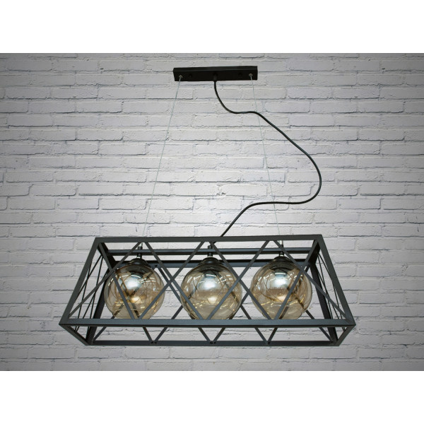 Індустріальна підвісна люстра в стилі Лофт, 3 плафони, чорний Diasha 8932-3BK
