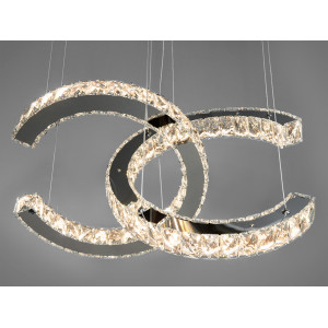 Унікальна підвісна кришталева світлодіодна люстра, 40W, хром Diasha 7219/400+400HR