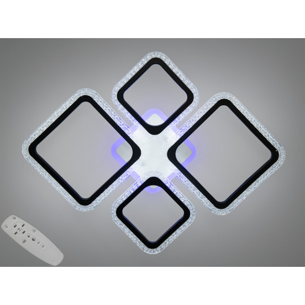 Стельова люстра LED чорна 85W 5 модулів 2+2 диммер Diasha A8170/2+2BKLED3colordimmer