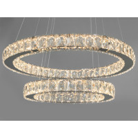 Чудова новинка, кришталева світлодіодна люстра кільця, 65W, хром Diasha 7206-8A/580+400HR