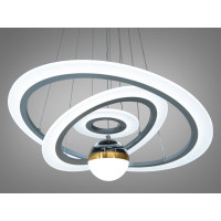 Світлодіодна люстра підвіс сіра 90 Вт 3 кільця CCT Diasha 2327-600+400+200GR