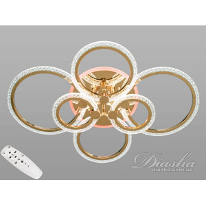 Стельова світлодіодна люстра з пультом, диммером, 125W, золото Diasha A8180/6GLED3colordimmer