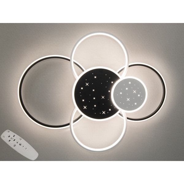 Гармонійна стельова світлодіодна люстра з пультом, 115Вт, білий+чорний Diasha 2448WH+BKdimmer Гармонійна стельова світлодіодна люстра з пультом, 115Вт, білий+чорний Diasha 2448WH+BKdimmer