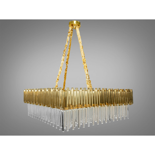 Вражаюча, квадратна кришталева люстра, 15 ламп, золото Diasha 901-1000x1000G