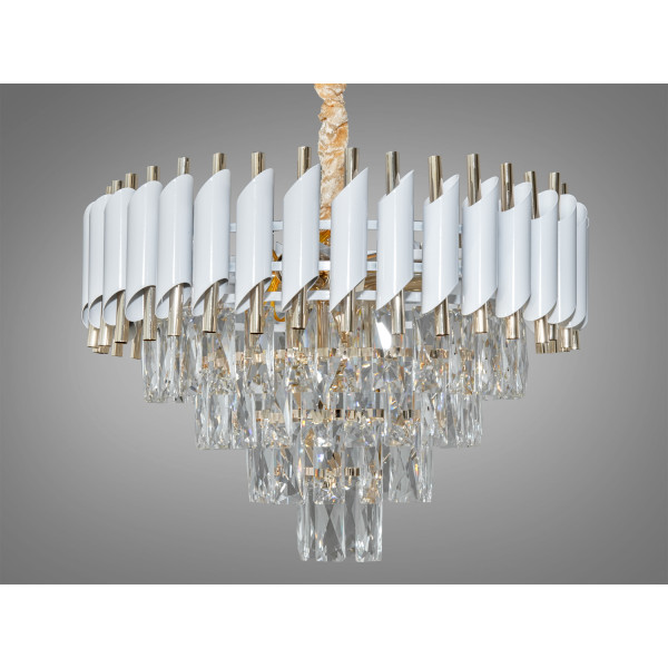 Люстра підвісна кришталева білий золото 6xE14 Diasha N9001-500WH+SGD