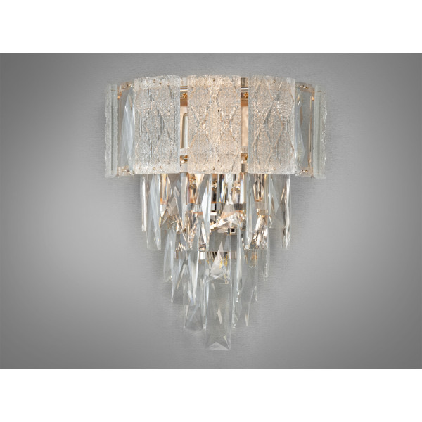 Бра кришталеве 327BG золото 2 лампи E14 каскадні підвіски Diasha 327-BGD