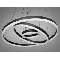 Сучасна світлодіодна підвісна люстра з пультом, димером, 90W, чорна Diasha D8174-600+400+200BKdimmer