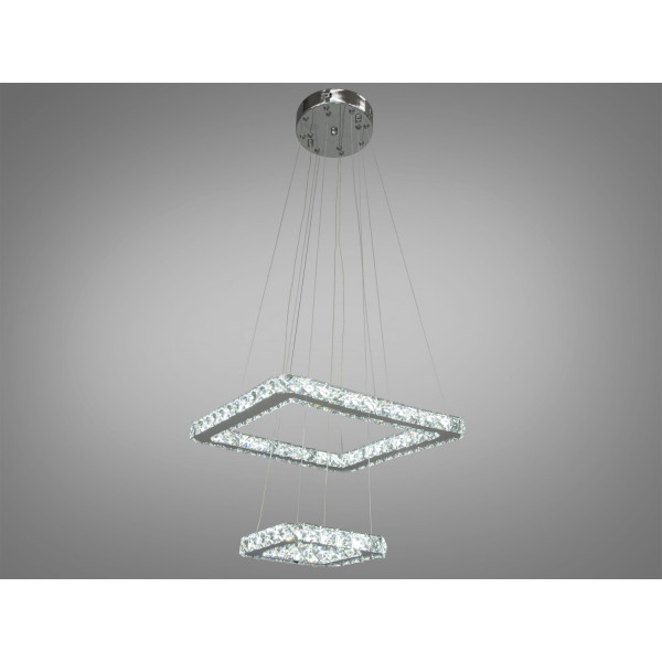 Сучасна красива кришталева світлодіодна люстра підвіс, 38W, хром Diasha 7223-2W/400+210HR Сучасна красива кришталева світлодіодна люстра підвіс, 38W, хром Diasha 7223-2W/400+210HR