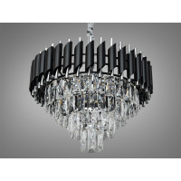 Підвісна кришталева люстра чорний + хром 6xE14 Diasha N9001-500BK+CH