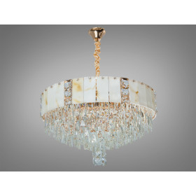 Підвісна кришталева люстра класика золото 8xE14 40 см Diasha 6627-600G