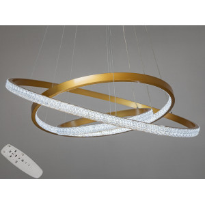 Світлодіодна люстра підвіс з пультом, димером, 165Вт, золото Diasha D2489-800+600+400G