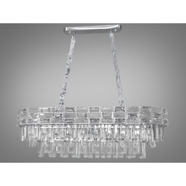 Унікальна новинка, кришталева люстра овальної форми на 12 ламп, хром Diasha 9085-900x350CH