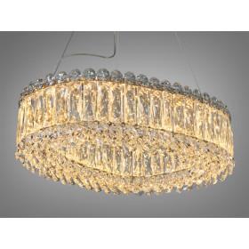 Люстра LED підвісна золото 46 Вт овальна з ПДУ Diasha 7930/430x300CH