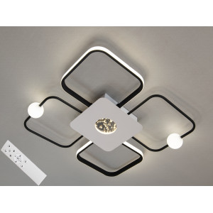 Сучасна стельова світлодіодна люстра з пультом, 55 Вт, чорний+білий Diasha MX2990-2+2BWH+BK