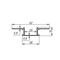 Профіль для LED стрічки, під штукатурку Diasha PL-6114-2M