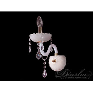 Оригінальне, стильне, якісне класичне бра із білого скла, золото Diasha N8018/1GW