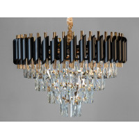 Підвісна люстра Diasha Серія 1013 чорний золото 9 ламп кришталь Diasha 9001-550BK+SGD