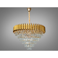 Вишукана підвісна кришталева люстра для зали, 15 ламп Diasha 9001-750GD+SGD