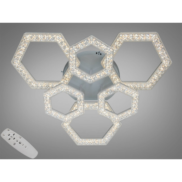Стельова LED люстра біла 75W 6 модулів з пультом Diasha 6653/3+3WH