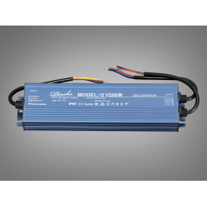 Блок живлення 12В, для підключення LED стрічки, 200Вт, 16.6А Diasha NP-12v-200w-IP67