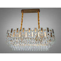 Підвісна кришталева люстра 2018-800X300SGD золото овальна 8 ламп над столом Diasha 2018/800x300SGD