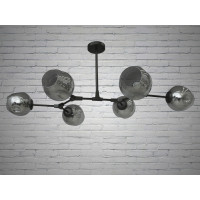 Люстра молекула в стиле лофт со стеклянным плафоном Diasha HXD8022/6BK+GR