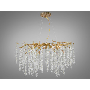 Модна підвісна кришталева люстра "Гліцинія", 10 ламп, золото Diasha 603-800GD