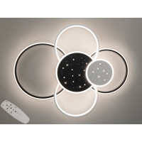 Гармонійна стельова світлодіодна люстра з пультом, 115Вт, білий+чорний Diasha 2448WH+BKdimmer