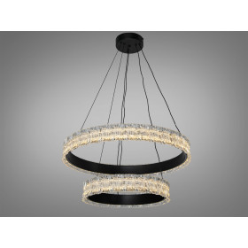 Підвісна LED люстра Diasha чорна 140W пульт кільця Diasha D8748/600+400BK