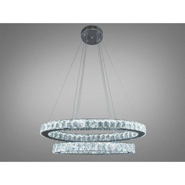 Унікальна підвісна кришталева світлодіодна люстра кільця, 50 Вт, хром Diasha 7210/650+500HR