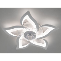 Унікальна стельова світлодіодна люстра вентилятор з пультом, 90W, біла Diasha 8146/5WHFS