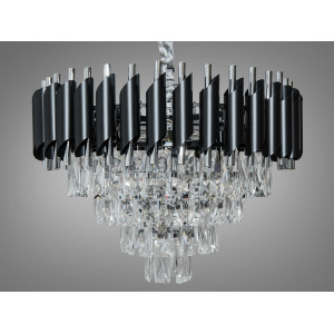 Підвісна кришталева люстра чорний + хром 6xE14 Diasha N9001-500BK+CH