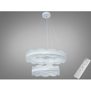 Люстра LED підвісна біла 140Вт 2 кільця пульт Diasha D8750/600+400WH