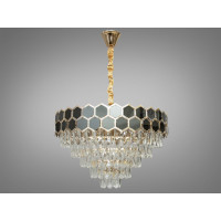 Современная хрустальная люстра подвесная Diasha 21113/600G+BK Современная хрустальная люстра подвесная Diasha 21113/600G+BK
