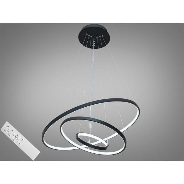 Сучасна LED люстра підвіс з диммером 100 Вт, три кільця, колір-чорний Diasha MD9079-3BK-600+400+200dimmer Сучасна LED люстра підвіс з диммером 100 Вт, три кільця, колір-чорний Diasha MD9079-3BK-600+400+200dimmer