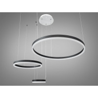 Світлодіодна підвісна люстра три кільця з пультом, димером, 90W, чорна Diasha D2485-600+400+200BK