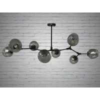 Люстра молекула в стиле лофт со стеклянным плафоном Diasha HXD8022/8BK+GR