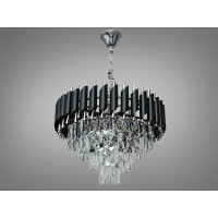 Підвісна кришталева люстра чорний + хром 6xE14 Diasha N9001-500BK+CH