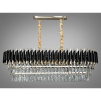 Підвісна кришталева люстра овальної форми для обідньої зони, 10 ламп Diasha 9001-1000x300BK+SGD