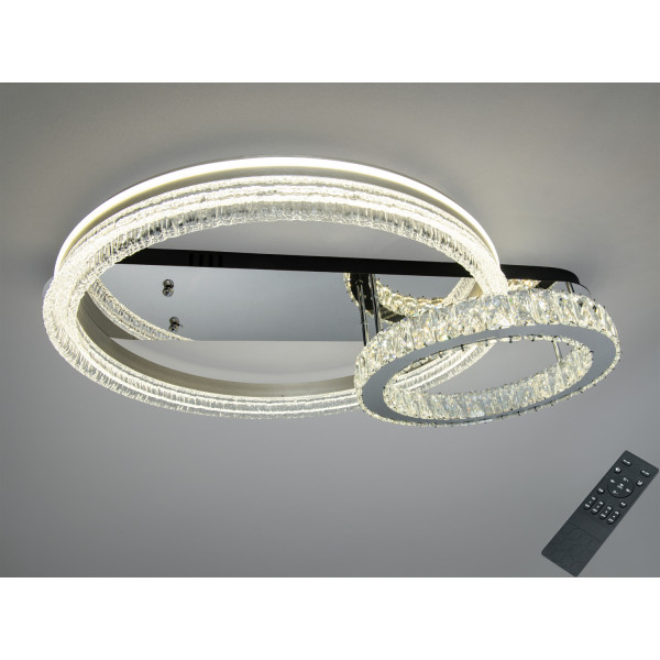 Стельова LED люстра два кільця 120 Вт хром Diasha A8811/600+400B